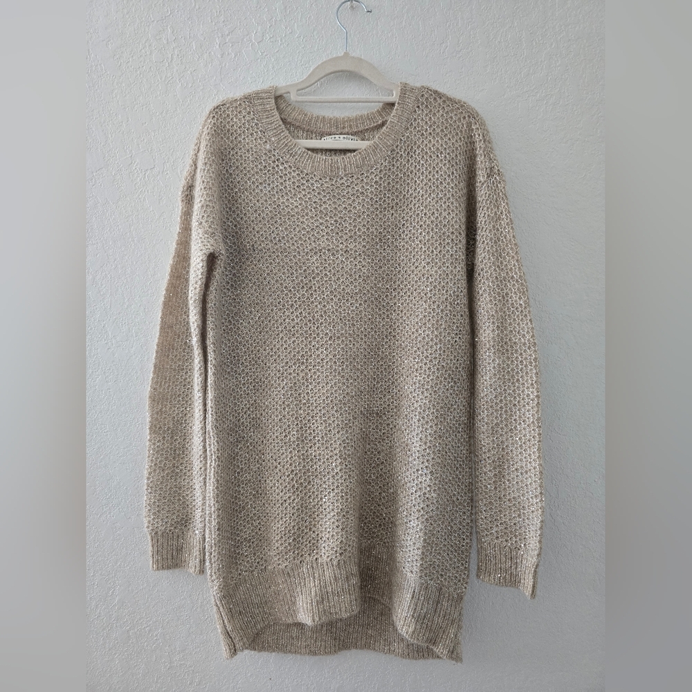 Alice + Olivia Sparkle Crewneck Long  Sweater Size S